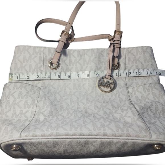 Michael Kors Jet Set Travel Shoulder Bag & Large Wallet Clutch Ivory Brown - Picture 15 of 16